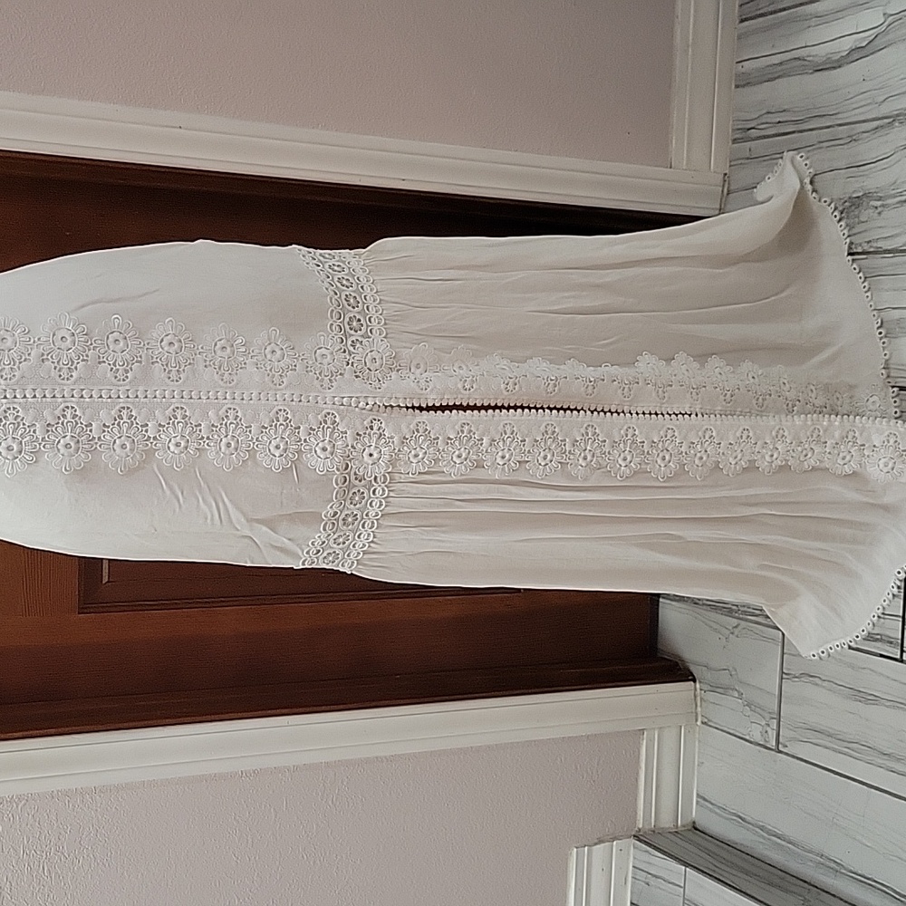 Studio F Ivory Lace Maxi Dress Viscose And Linen - Picture 3 of 9